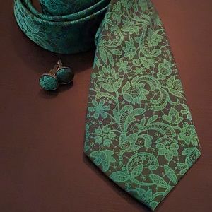 Barry Wang men’s green silk neck tie